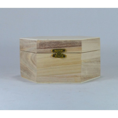 Cutie lemn hexagonala - 8x4cm Obiect decorabil din lemn 5093/A