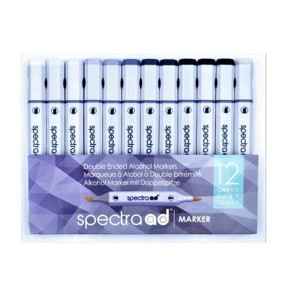 Spectra ad Marker COOL GRAYS 1 12 Color Set